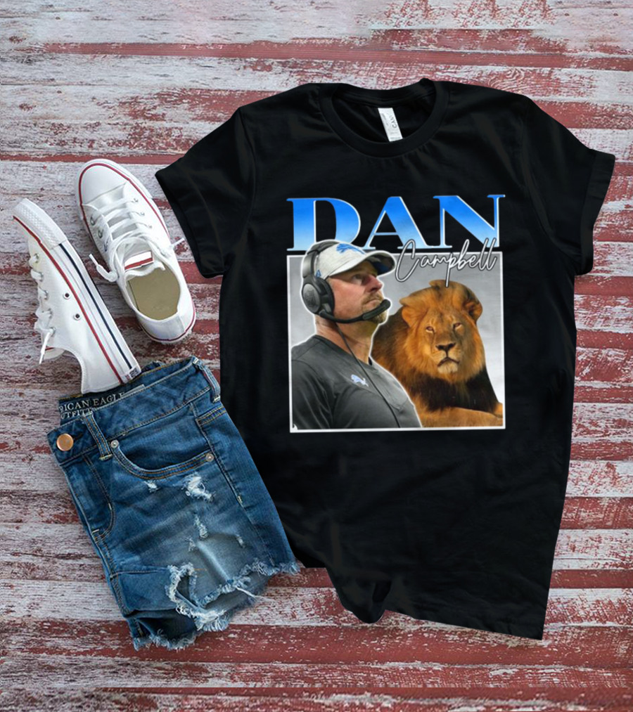 Dan Campbell Detroit Lions Coach With Lion Vintage T-Shirt