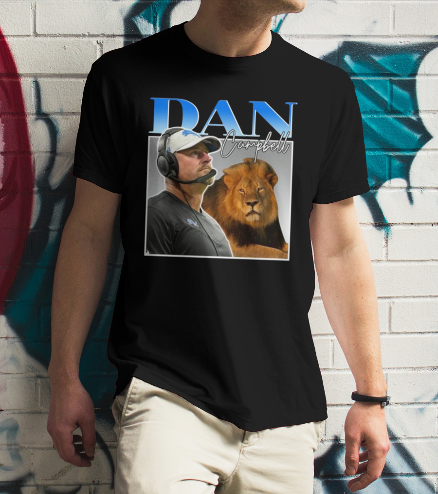 Dan Campbell Detroit Lions Coach With Lion Vintage T-Shirt