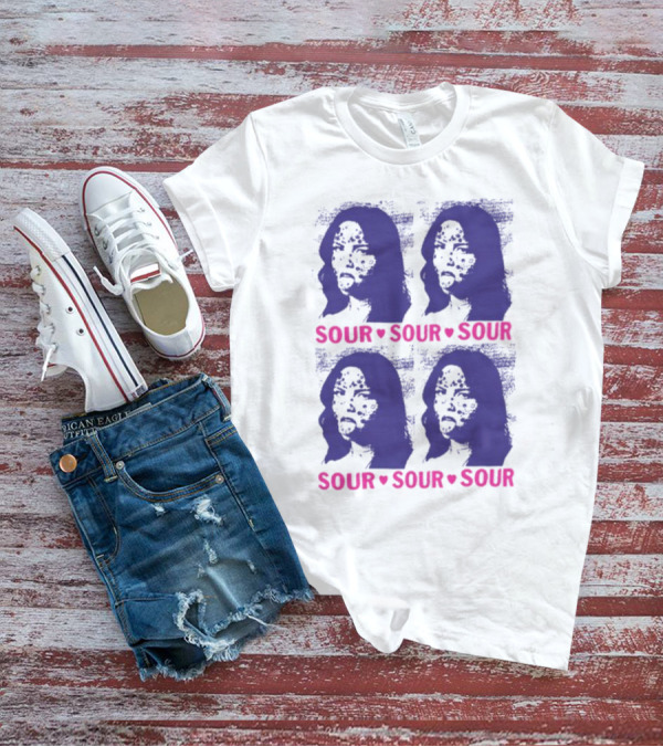 Olivia Rodrigo Sour Grid Purple Silhouette Portrait Hearts T-Shirt