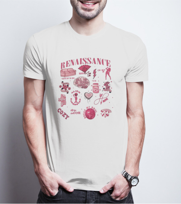 Renaissance Alien All Up In Your Mind Cozy Pink Aesthetic T-Shirt