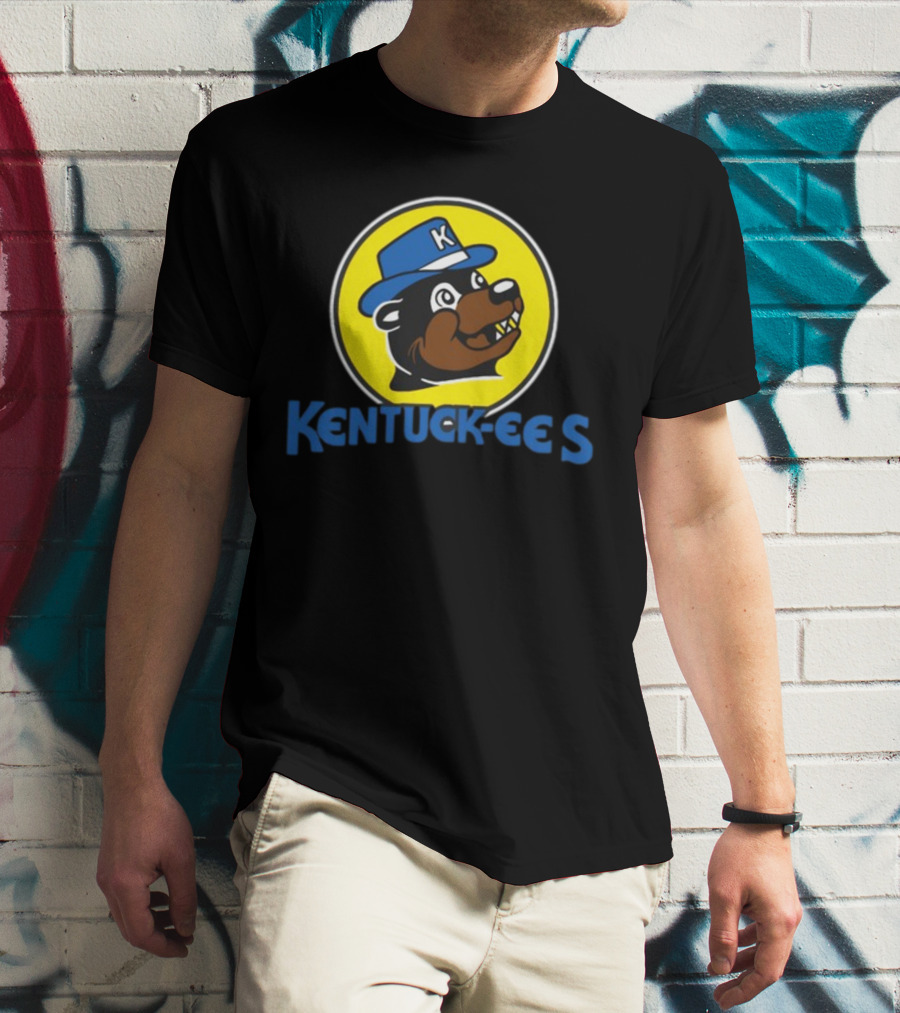 Kentuckee's Bear With Blue K Hat In Yellow Circle T-Shirt