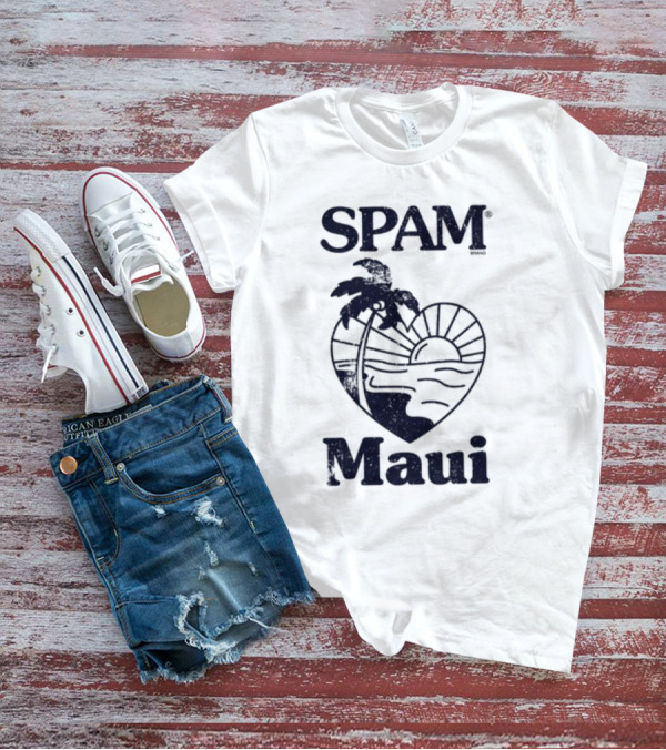 SPAM Maui Sunset Heart Palm Tree T-Shirt
