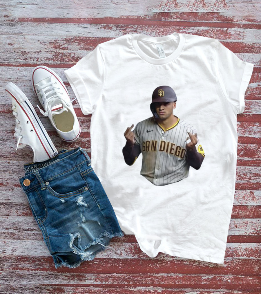 San Diego Baseball Player Gesture In Pinstripe Jersey T-Shirt