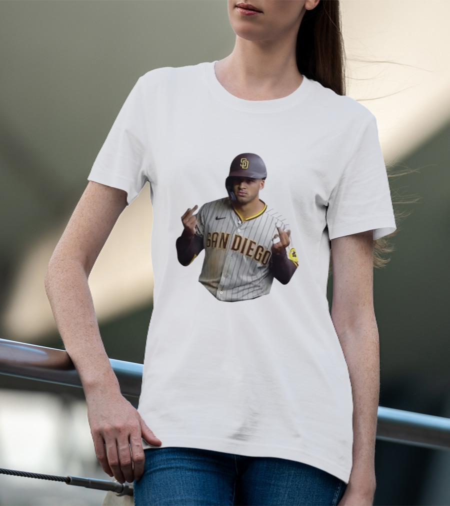 San Diego Baseball Player Gesture In Pinstripe Jersey T-Shirt