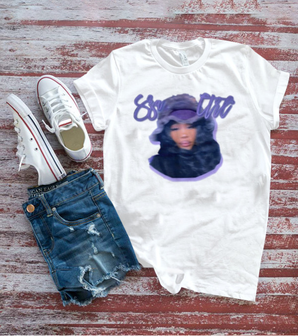 Meechy Club Sza Ctrl Portrait With Fuzzy Hood And Purple Gradient Text T-Shirt