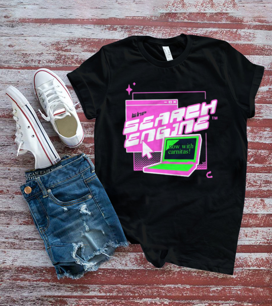 The Search Engine Now With Carnitas Neon Retro Computer Graphics T-Shirt