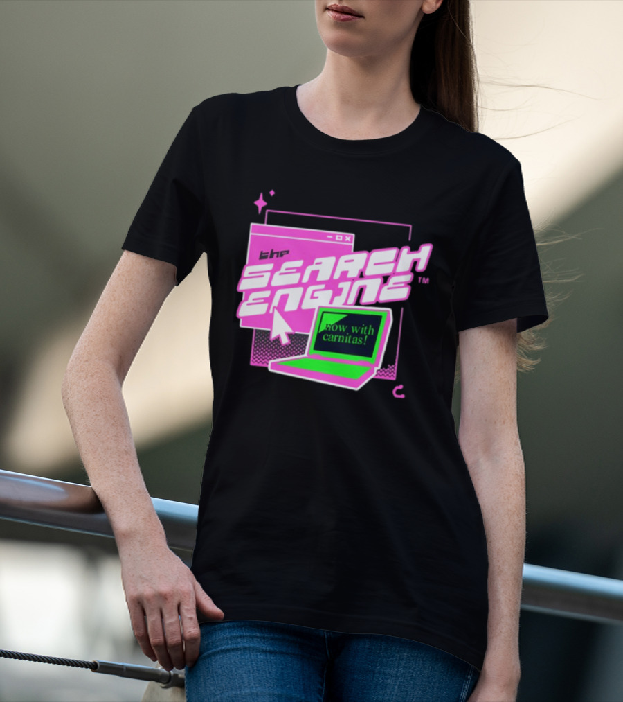 The Search Engine Now With Carnitas Neon Retro Computer Graphics T-Shirt