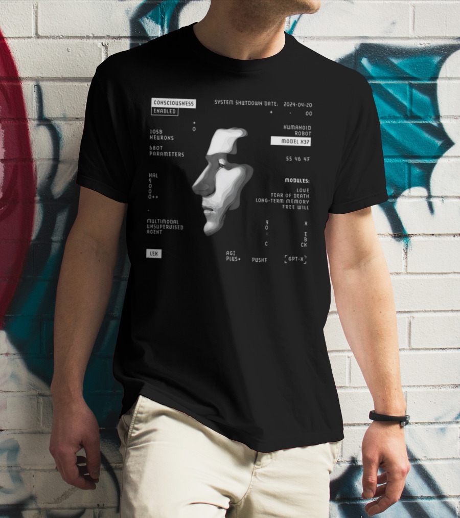 Consciousness Enabled Lex Humanoid Robot Model X37 With Multimodal Unsupervised Agent And AGI Modules T-Shirt