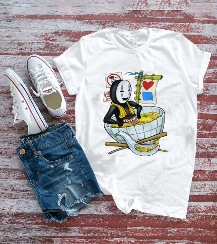 Bluetile Miso Bath Spirit Face Heart Bamboo Nobori T-Shirt