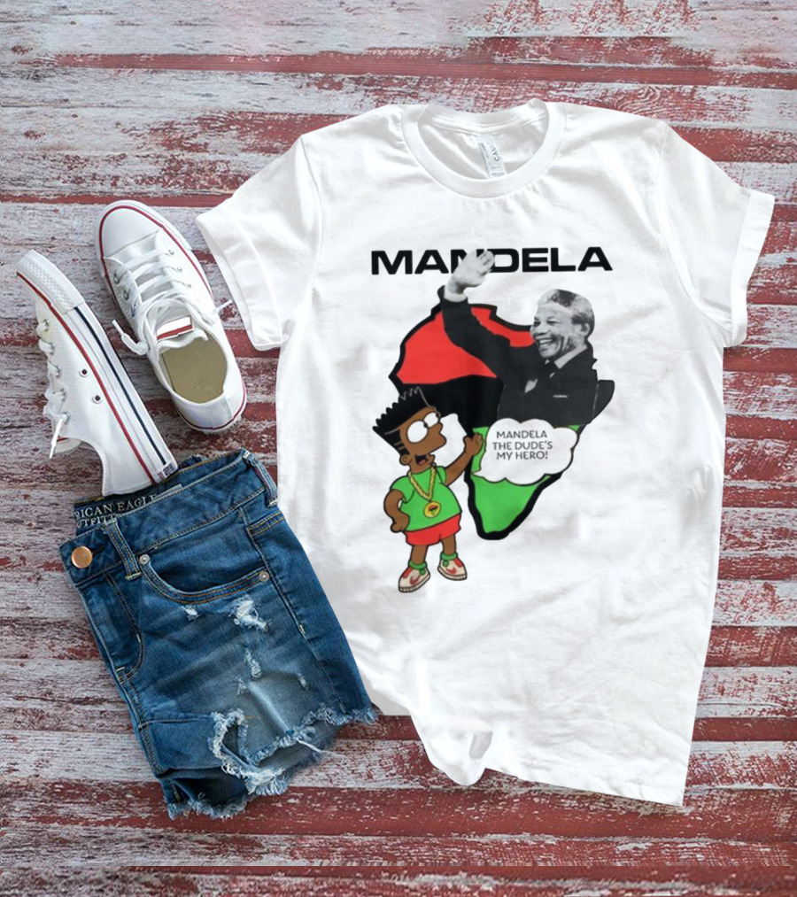 Mandela The Dude's My Hero Africa Cartoon Character T-Shirt