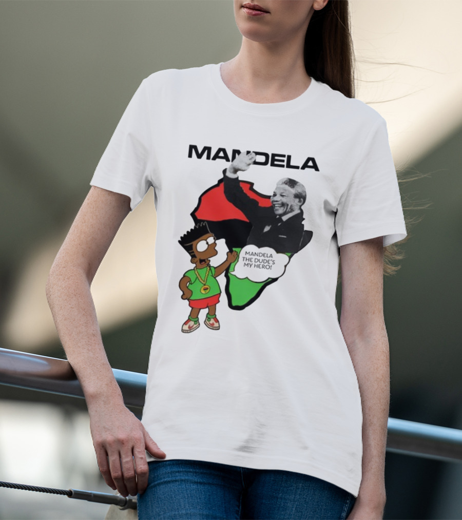 Mandela The Dude's My Hero Africa Cartoon Character T-Shirt
