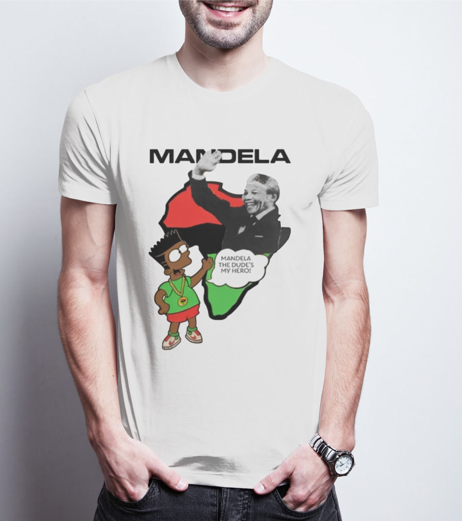 Mandela The Dude's My Hero Africa Cartoon Character T-Shirt
