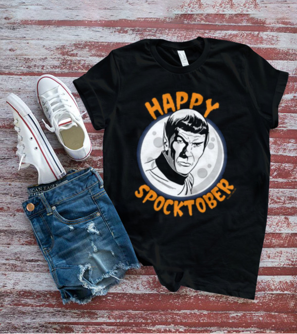 HAPPY SPOCKTOBER Moon Art Spock Vintage Style Retro Sci-Fi Character T-Shirt