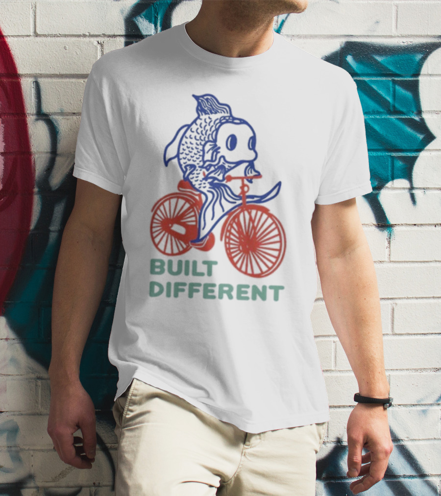 Built Different Koi Bold Red Bicycle Blue Fish T-Shirt