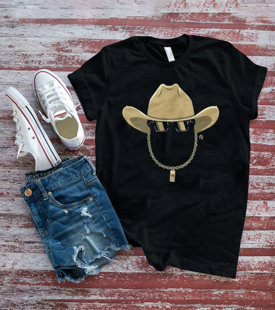 Golden Cowboy Hat Sunglasses Chain T-Shirt