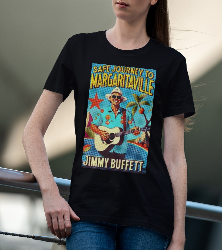 Safe Journey To Margaritaville Jimmy Buffett Tropical Guitar Fun T-Shirt