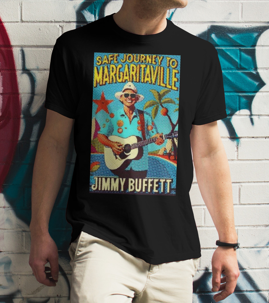 Safe Journey To Margaritaville Jimmy Buffett Tropical Guitar Fun T-Shirt