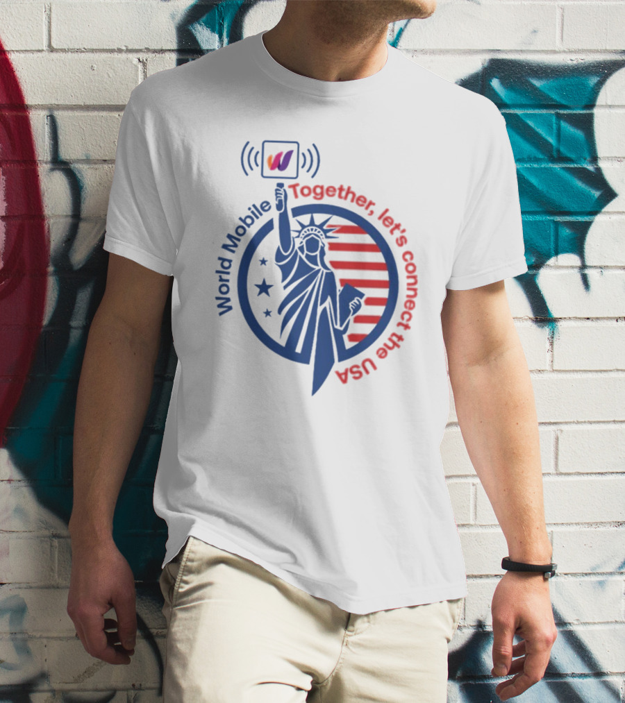 World Mobile Statue Of Liberty Connect The USA T-Shirt