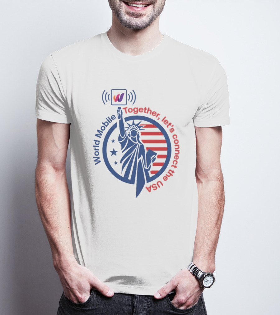 World Mobile Statue Of Liberty Connect The USA T-Shirt