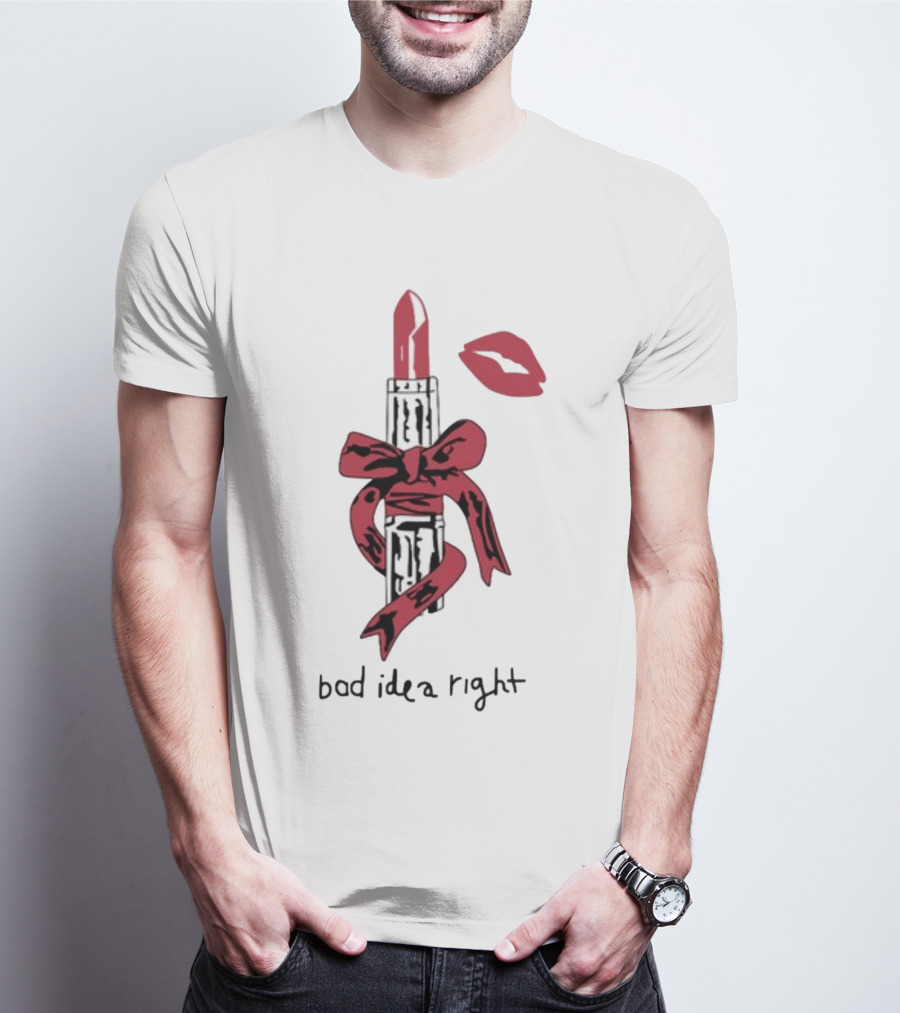 Bad Idea Right Lipstick Bow And Kiss T-Shirt