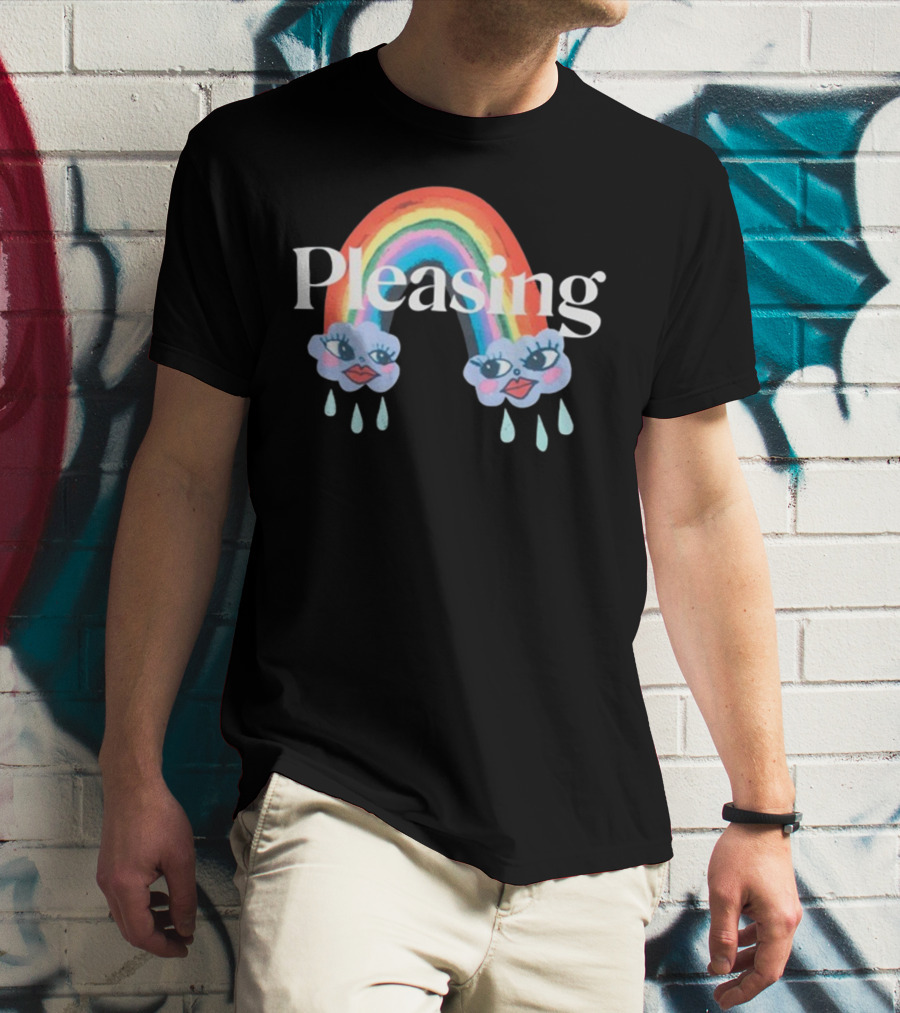 Pleasing Rainbow Clouds With Teardrops And Smiling Faces T-Shirt