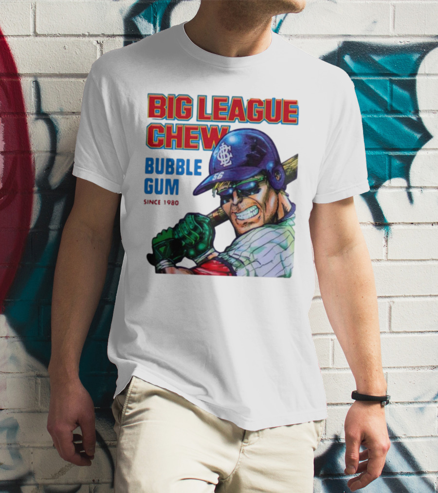 Big League Chew Bubble Gum Since 1980 Baseball Player T-Shirt