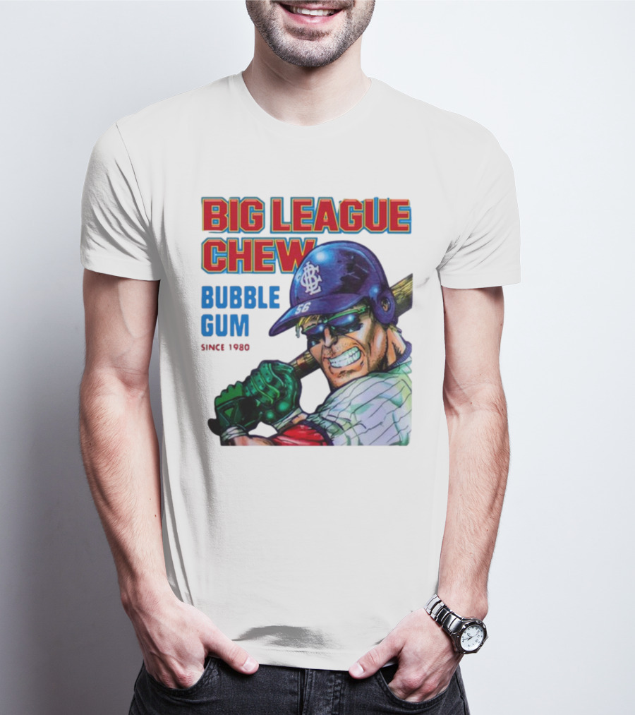 Big League Chew Bubble Gum Since 1980 Baseball Player T-Shirt