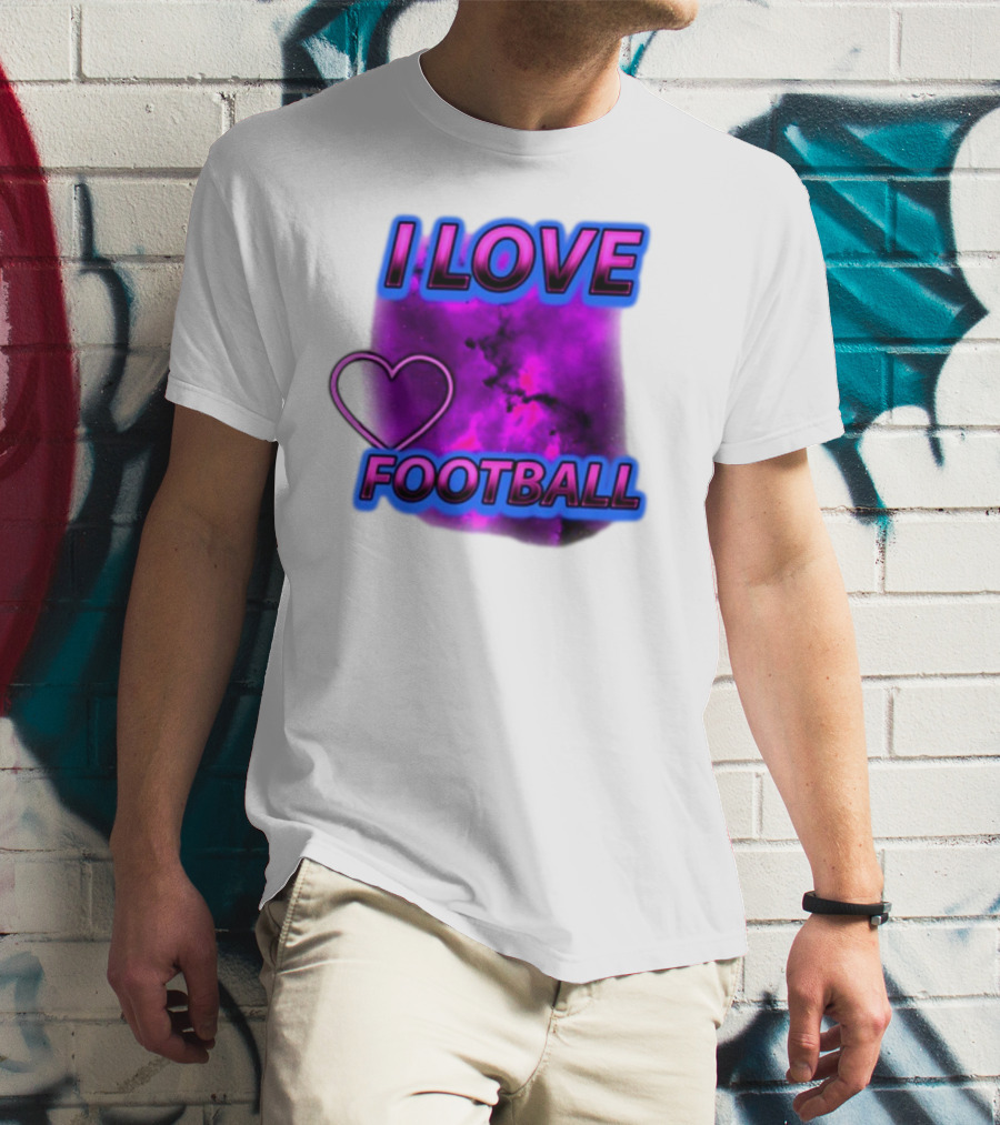 I Love Football Heart Purple Galaxy T-Shirt