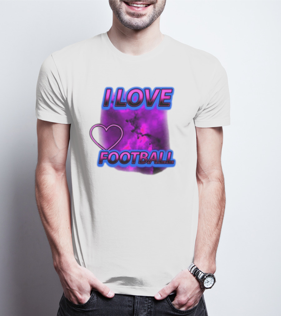 I Love Football Heart Purple Galaxy T-Shirt