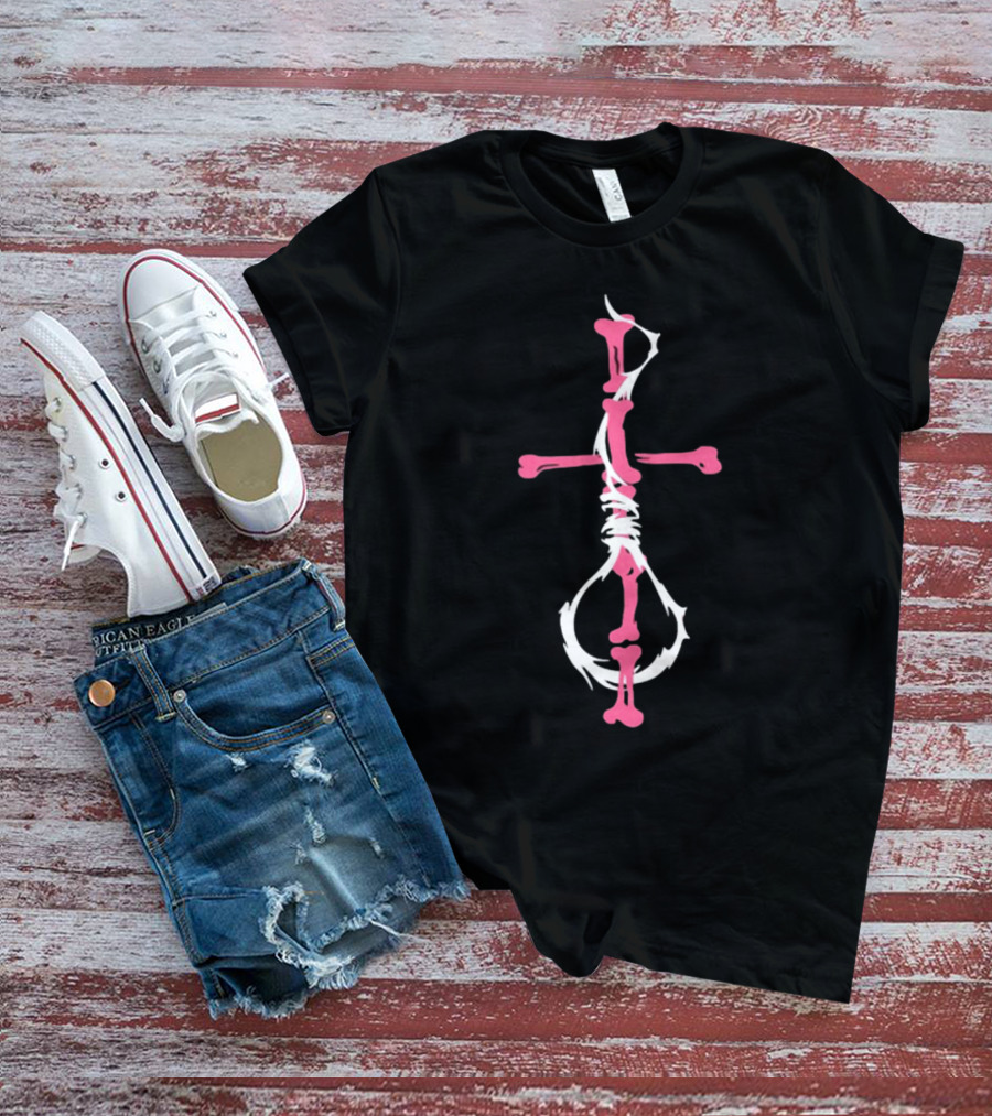 Drokenji Wywh Pink Bone Cross T-Shirt