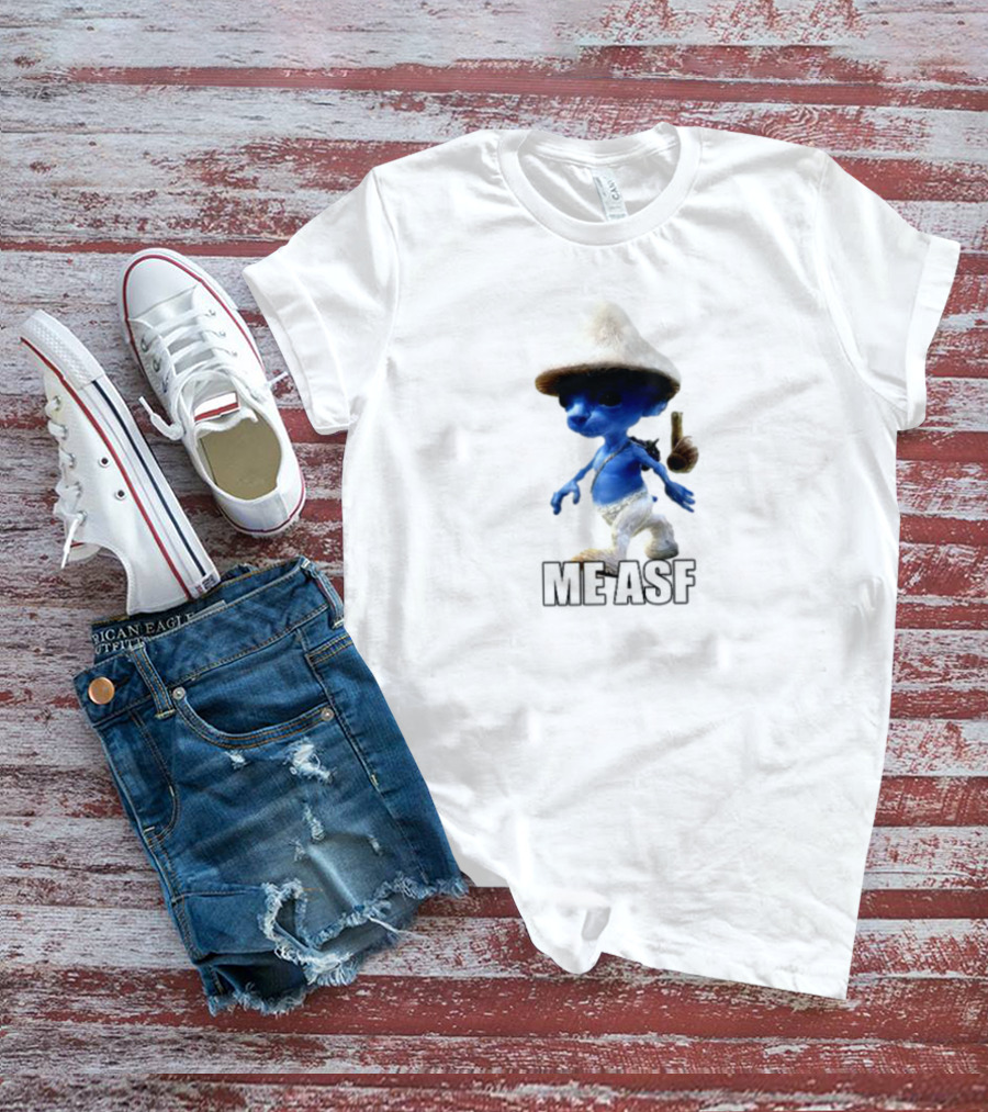 Goofyahhtees Smurf Me Asf Blue Mushroom Character T-Shirt