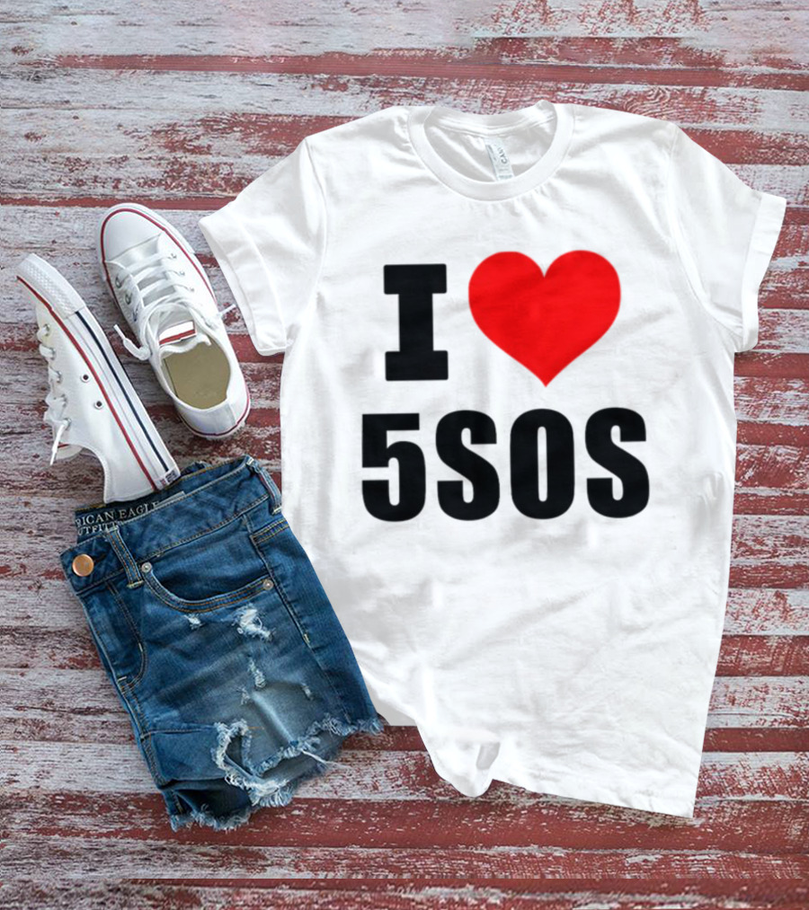 Ashton Irwin Wearing I Love 5SOS Fan Merchandise T-Shirt