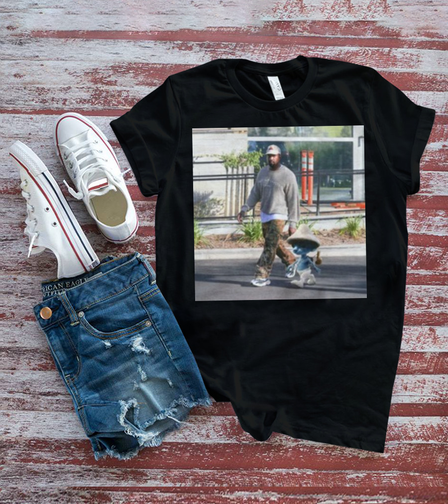 Kanye West Walking With Smurfcat Collaboration Content T-Shirt
