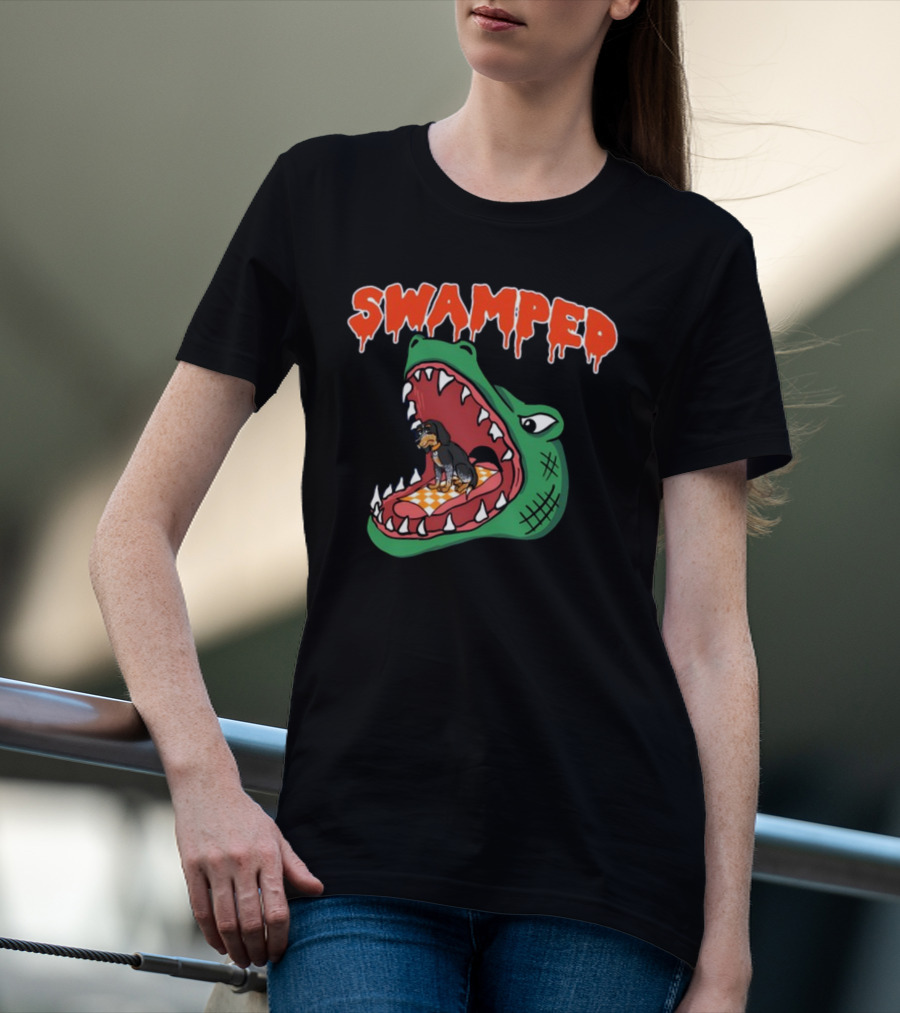 Swamped Hoodie Dog In Gator Mouth T-Shirt