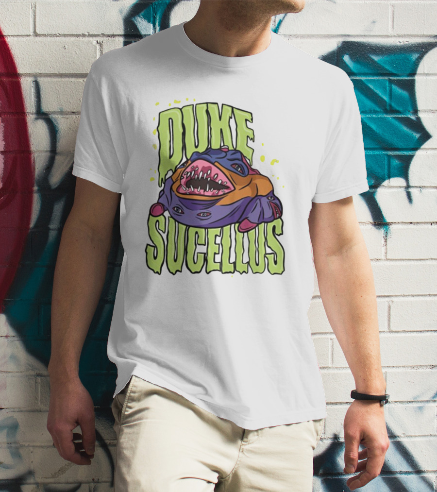 Duke Sucellus Multicolored Creature With Sharp Teeth T-Shirt