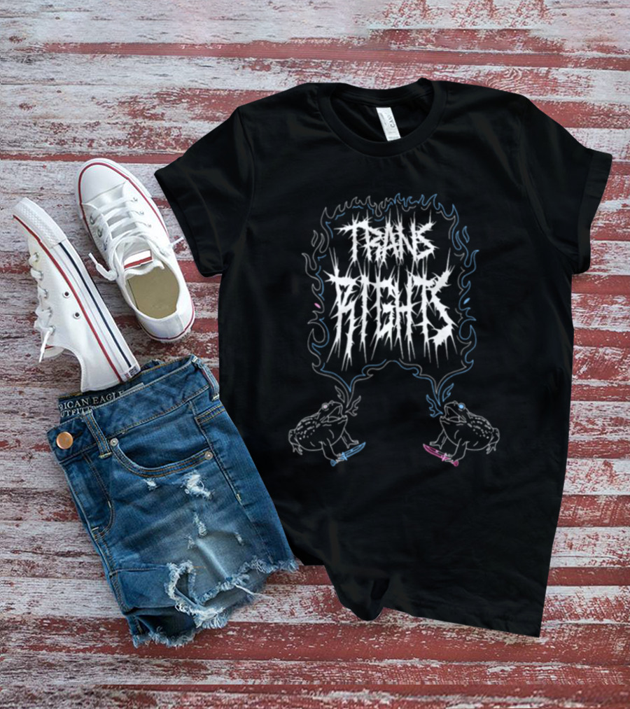 Trans Rights Frogs With Knives And Flames T-Shirt
