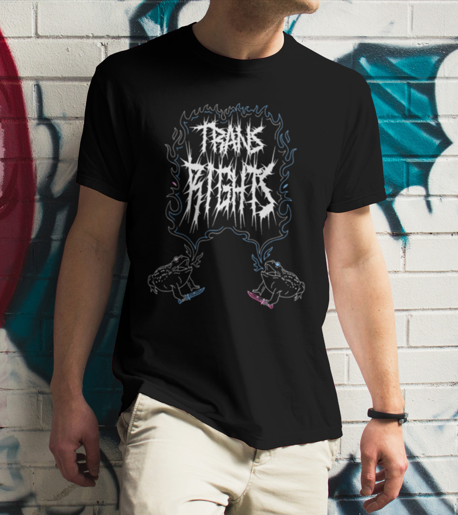 Trans Rights Frogs With Knives And Flames T-Shirt