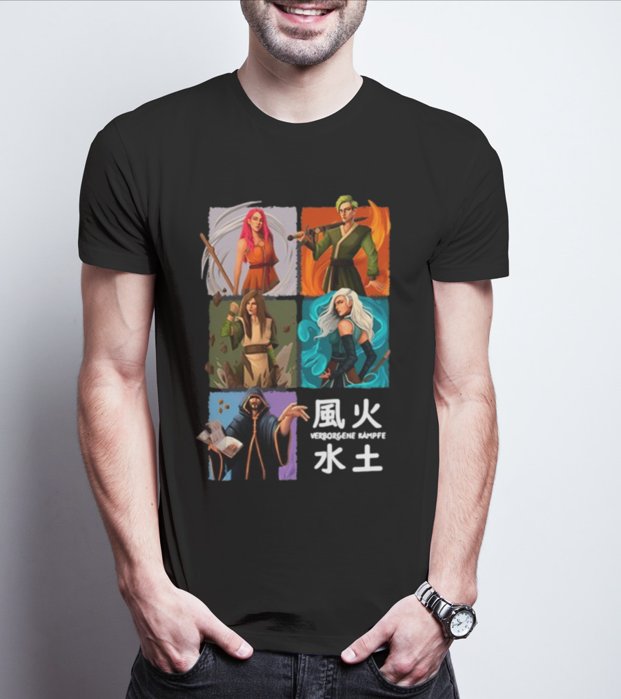 Verborgene Kämpfer Avatar Elemente Wind Feuer Wasser Erde Pen And Paper T-Shirt