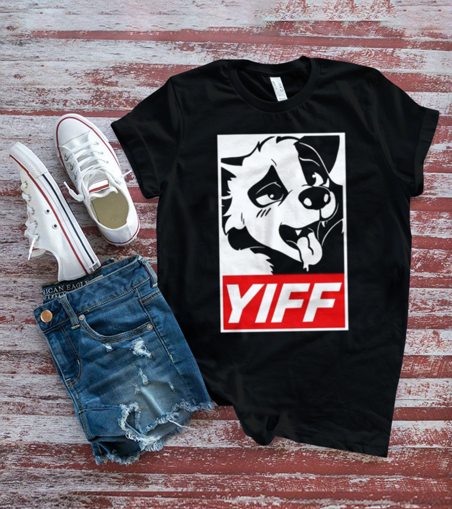 Yiff Dog Logo Red And White T-Shirt