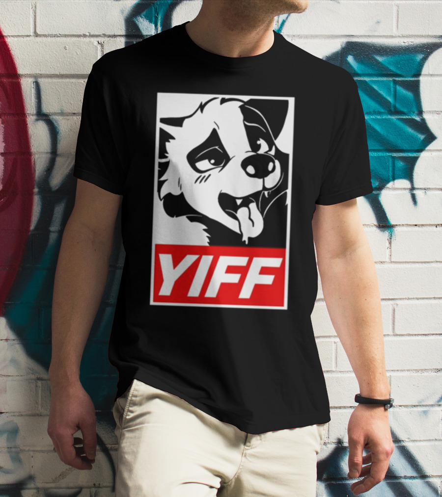 Yiff Dog Logo Red And White T-Shirt