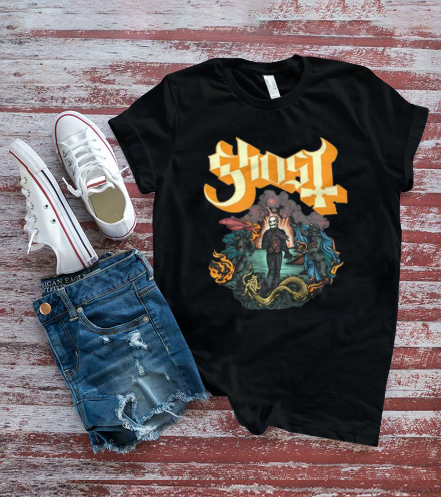 Ghost Band Surreal Ocean Scene With Figures And Sea Creature T-Shirt