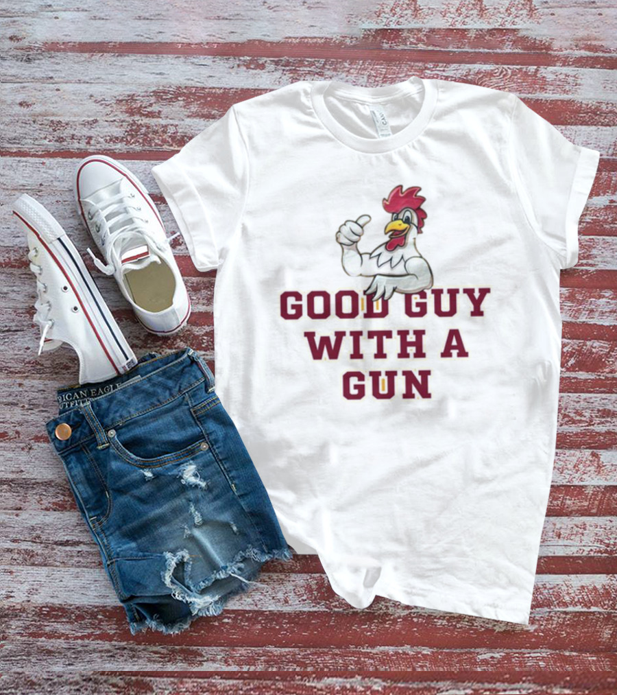 Rooster Good Guy With A Gun Thumbs Up T-Shirt