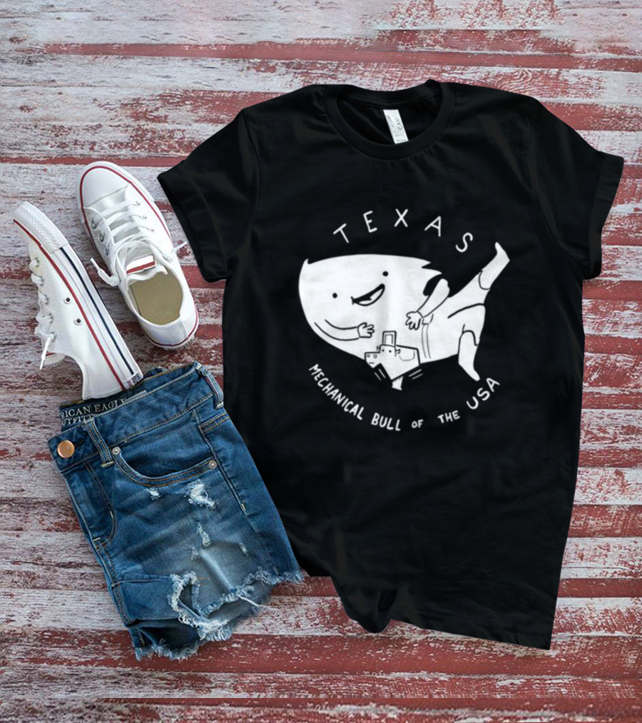 Texas Mechanical Bull Of The USA Fun Cartoon T-Shirt