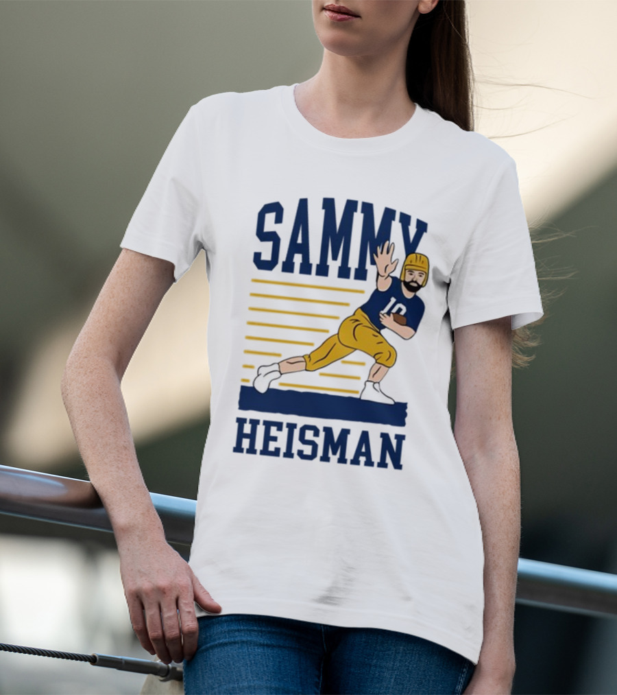 SAMMY HEISMAN 10 Football Pose With Stripes T-Shirt