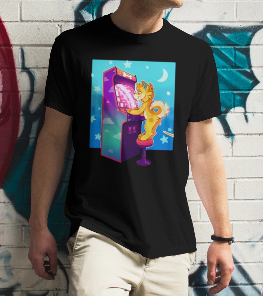 Drackypoof Arcade Pupper Retro Night Gaming T-Shirt