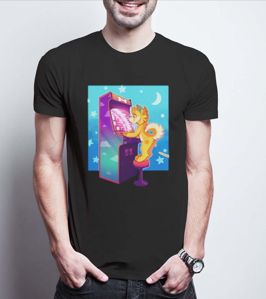 Drackypoof Arcade Pupper Retro Night Gaming T-Shirt