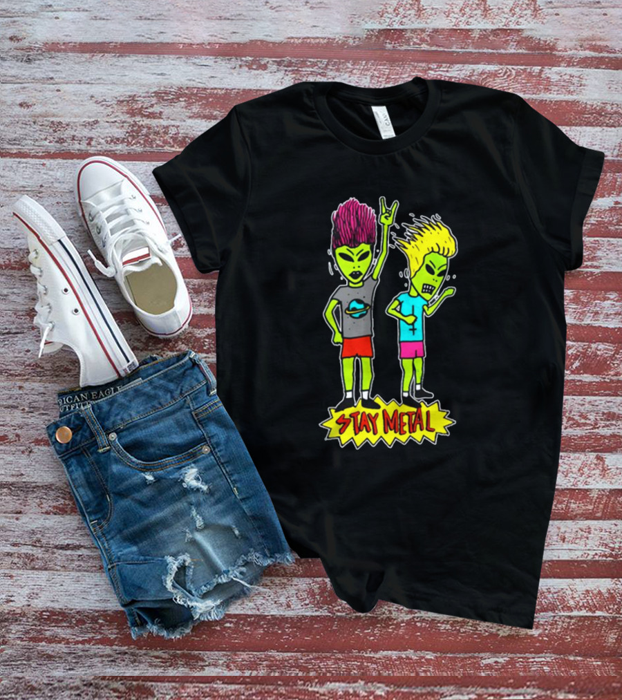 Teen Hearts Green Aliens Stay Metal Mohawk T-Shirt