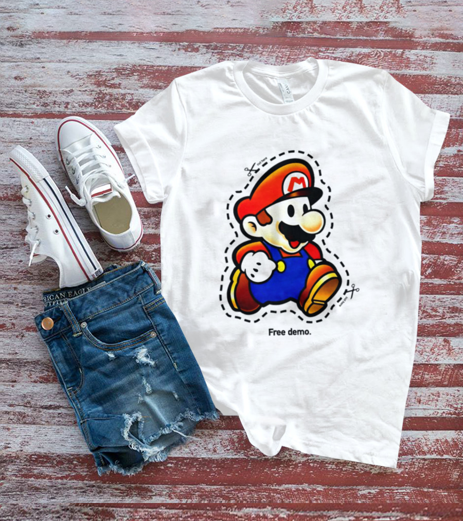 Mario Free Demo Adventure Icon With Cutout Outline T-Shirt