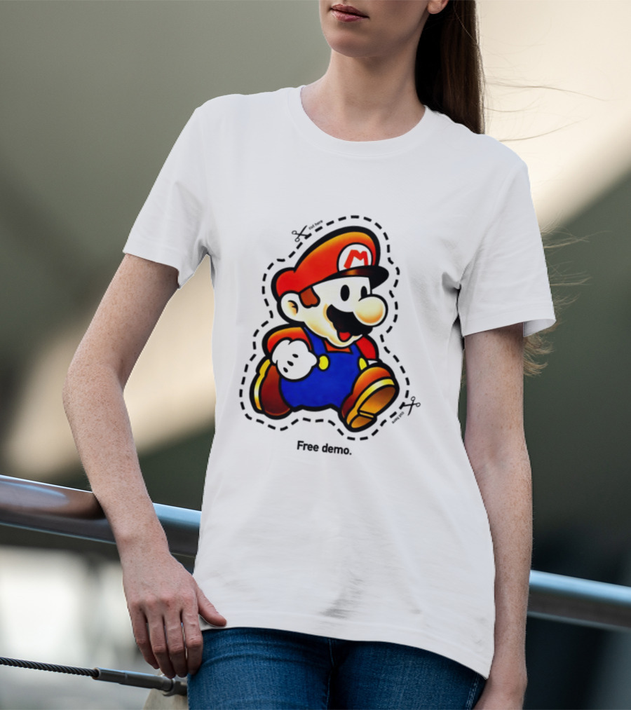 Mario Free Demo Adventure Icon With Cutout Outline T-Shirt