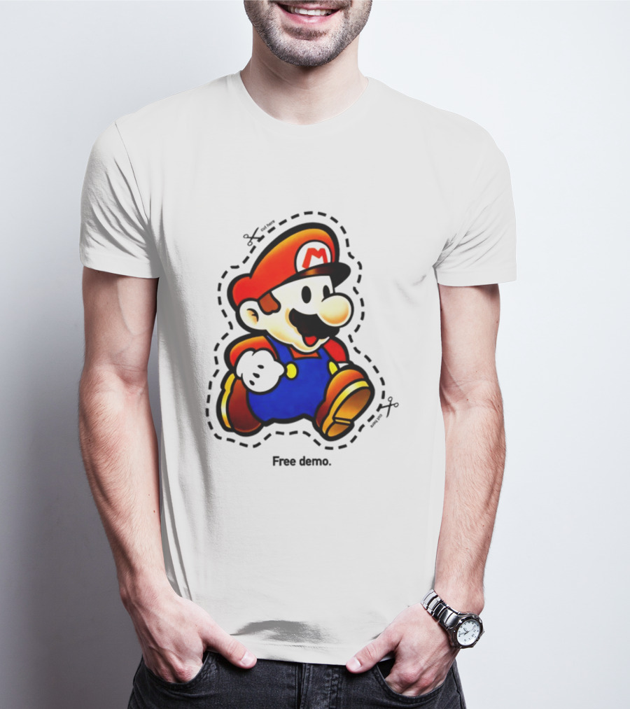 Mario Free Demo Adventure Icon With Cutout Outline T-Shirt